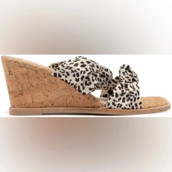 Dolce Vita Naji Knotted Cork Wedge Mule Leopard Satin - Picture 4 of 8